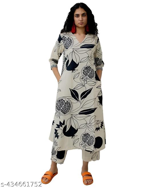 Cotton Kurtis  Women's Printed Pattern Cotton Kurti with Pant kurta set (kirim299) - Arvia