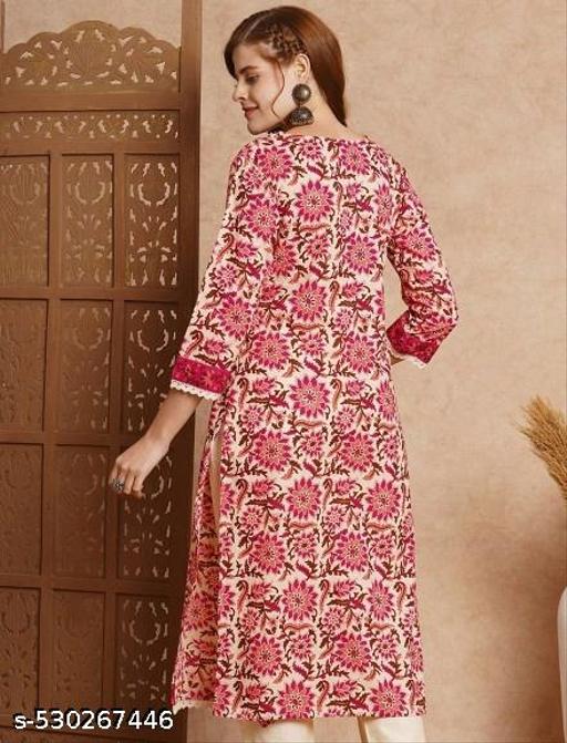 V Neck Floral Printed Single Kurta Only - Arvia