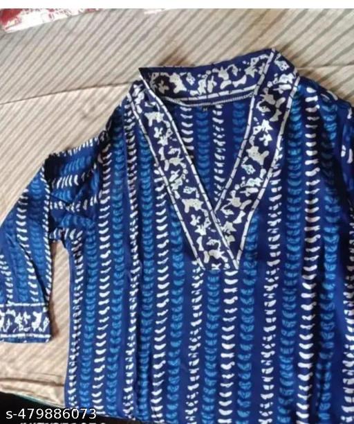 NEW EMBORDE INDIGO SINGLE KURTI/New Pink kurti/White Pink Single Kurti /Kurti under 300/Stylish Kurti/New Kurti/Kurti for Women/Kurti For Ladies/v neck kurti/ v neck kurti set /kurti for women - Arvia