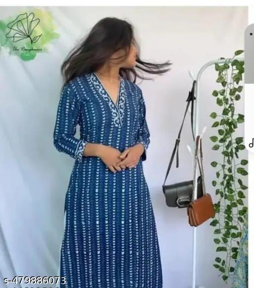 NEW EMBORDE INDIGO SINGLE KURTI/New Pink kurti/White Pink Single Kurti /Kurti under 300/Stylish Kurti/New Kurti/Kurti for Women/Kurti For Ladies/v neck kurti/ v neck kurti set /kurti for women - Arvia