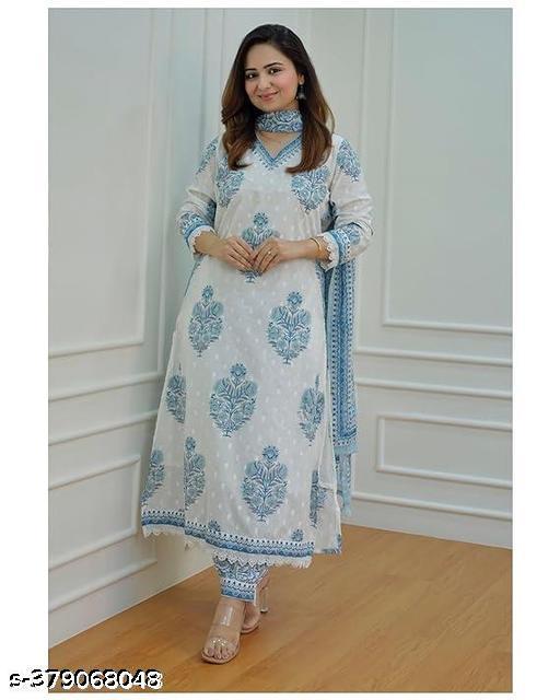 Balaji closet women Block Printed Kurta and Pant set with Dupatta  - Arvia
