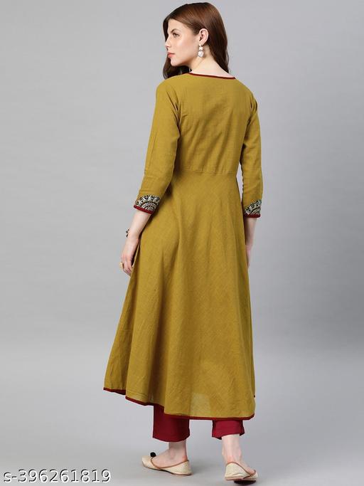 Women's Solid Surplice Yellow Kurtis & Kurtas - Arvia