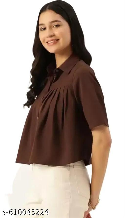 Women Button-Front Short Sleeve Top for Women | Stylish Casual Cotton Top | Trendy Short Sleeve Buttoned for Daily Wear - Arvia