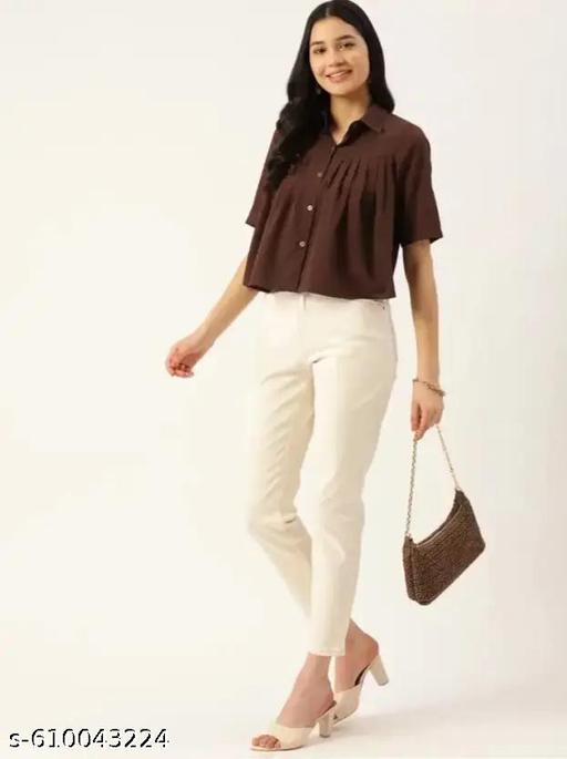 Women Button-Front Short Sleeve Top for Women | Stylish Casual Cotton Top | Trendy Short Sleeve Buttoned for Daily Wear - Arvia