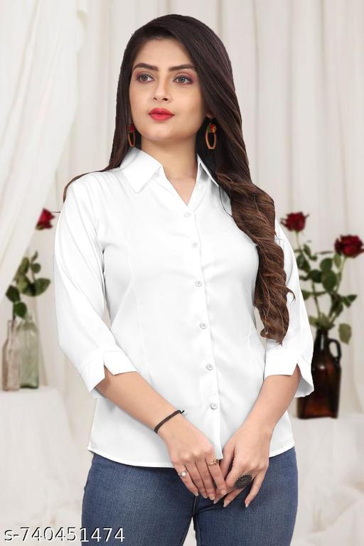 Women Regular Fit Solid Spread Collar Formal Shirt - Arvia