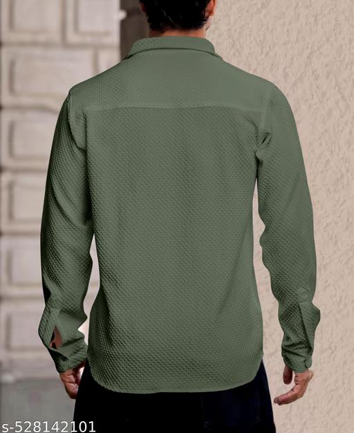 knitted fabric Structured Regular Fit Full Sleeves Shirt - Arvia