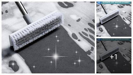 Bathroom Cleaning Brush with Wiper 2 in 1 Tiles Cleaning Brush Floor Scrub Bathroom Brush with Long Handle 120° Rotate Floor Cleaning Brush Home Cleaning Kitchen Accessories Items