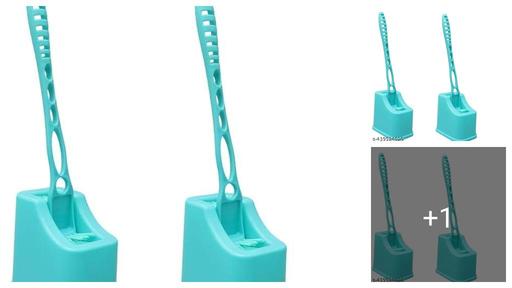 Square Shape Toilet Cleaner Brush with Holder Stand, Toilet Cleaning Brush for Western and Indian Toilet, Bathroom Brush for Toilet Cleaning (Multicolour,Pack of 2)