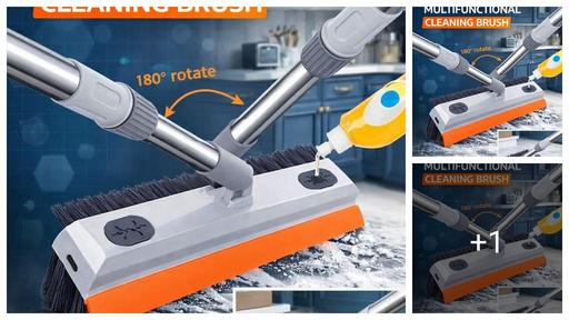 NTZ bathroom cleaning brush toilet floor brush floor scrub brush with scraper bathroom wiper brush silicone floor scraper 2 in 1 cleaning brush long handle bathroom brush tile cleaning brush flexible silicone scraper brush dual side cleaning brush hard bristle floor brush water wiper floor cleaner  