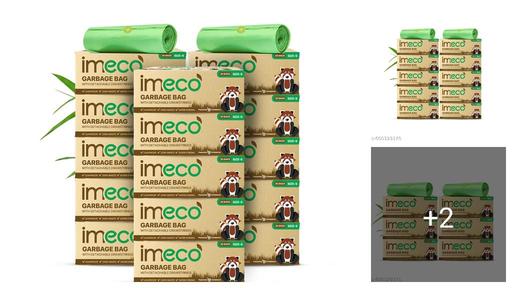 IMECO Eco-Friendly Garbage Bags | 90 Pcs | Small - 17" X 19" | 30 Pcs x 3 Rolls | Trash Bags with Secure Drawstrings | Perfect for Dry & Wet Waste | Ideal for Kitchen & Office Waste