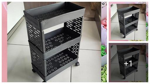 POONAM ENTERPRISE 3 Tier Kitchen Rack for Storage Onion Potato Aloo Pyaaz,Fruit,Vegetable,Sabji Stand for Kitchen,BLACK