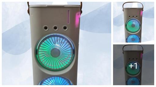  Double Ended Spray Fan, Cold Air, 2025 New 3 Gears USB Rechargeable Oscillating one with LED Light Cooler, Touch & Remote Control, 280ml Water Tank, Ice Filling