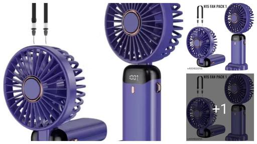 N15 Next-Gen Digital Fan - Style Bhi, Cooling Bhi! Smart LED Screen shows Battery %, Foldable Design with Mobile Support Stand, High-Speed Turbo Air, Quiet Motor. Best Rechargeable Fan for Summer 2026.

