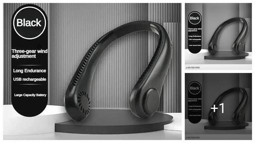 Portable Bladeless Neck Fan - 360° Cooling Hands-Free Rechargeable USB Fan 3 Speed Adjustable Hands-Free Cooling Gadget