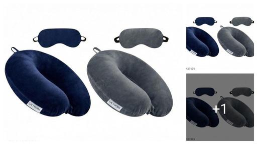 Calywork Neck Pillow Combo Set Grey Navy Blue U Shape Micro Fiber Pillows + 2 Eye Masks Travel Airplane Car Train Office Neck Pain Relief Orthopedic Support Washable Cover Portable Lightweight Best Travel Essential Combo Pack for Long Journeys Comfortable Sleep
