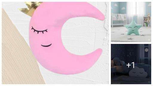  New Stuffe'd Angel Cloud Moon Star Plush Pillow Soft Cushion Cloud Stuffe'd Plush Toys For Children Baby Kids Pillow Girl & Boys Gift (Moon)