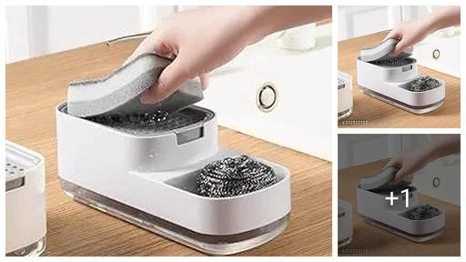 Skortix Plastic Dishwashing Soap Dispenser Countertop Soap Pump Dispense, Sink Dishwashing Soap Dispenser For Kitchen Bathroom Liquid Dish Soap Dispenser with sponge Holder. liquid dispenser with sponge and scrubber (Empty, Without Liquid)(Pack of 1)