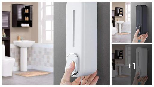 ABS 350ml Wall Mount Transparent Liquid Soap Dispenser Use for Foam, Conditioner, Gel, Lotion, Soap, Liquid, Shampoo Dispenser (Black) (Pack of 1)