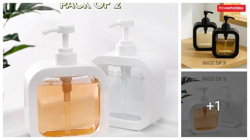 2PCS Modern Plastic Soap Dispenser Bottles with Labels | Refillable Pump Bottles for Kitchen Sink and Bathroom | Ideal for Hand Soap, Dish Soap, and Handwash