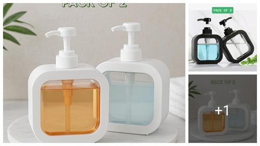 बाथरूम और किचन सिंक के लिए 2 सफेद रिफिल करने योग्य तरल साबुन डिस्पेंसर का सेट | हाथ धोने, बर्तन धोने के साबुन, शैम्पू या लोशन के लिए प्लास्टिक पंप बोतलें