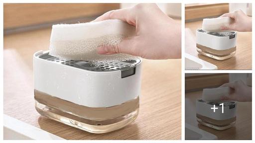 2-in-1 Soap Dispenser with Sponge Holder for Kitchen Sink – 400ml, Hollow Design, Durable & Smooth Finish – Dishwashing Liquid Dispenser for Home Cleaning