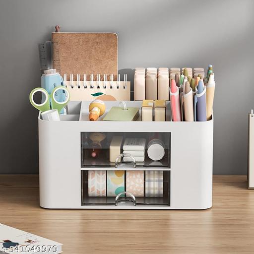 Shrigana Desk Organizer with 2 Drawer, Multi-Functional Pencil Holder for Desk, Desk Supplies Organizer with 5 Compartments + Drawer for Office Home Art Supplies - Nova Cart