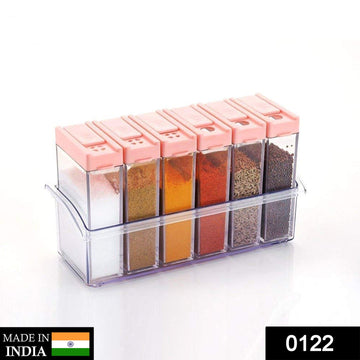 Plastic Spice Jars (6 pcs, 14x22x8cm, Multicolour) - Nova Cart