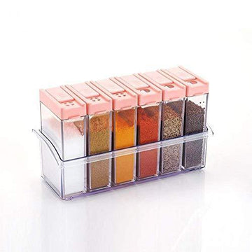 Plastic Spice Jars (6 pcs, 14x22x8cm, Multicolour) - Nova Cart