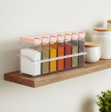 Plastic Spice Jars (6 pcs, 14x22x8cm, Multicolour) - Nova Cart