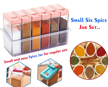 Plastic Spice Jars (6 pcs, 14x22x8cm, Multicolour) - Nova Cart