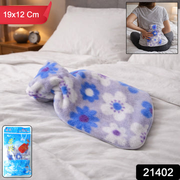 Floral Printed Soft Plush Hot Water Bag And Cover (19x12 Cm) - Nova Cart