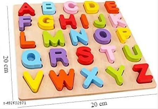 Colourful Wooden Puzzle Set for Kids: Capital Alphabets, Numbers and Shapes - Educational Learning Board for Toddlers and Preschoolers (ABCD, Numbers, Shapes) - Nova Cart