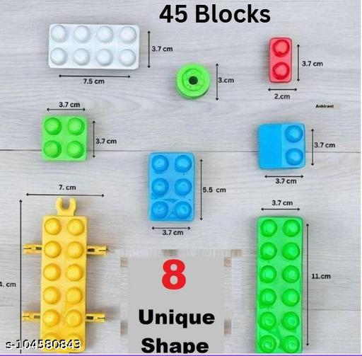 Ankirant®  45+ Pics BIS Certified ISI Mark Building Blocks (Block with Wheels  ) Pieces Bricks Blocks for Kids and Children for Game Learning Train Brick Block Puzzle Toys Girl Boy Activity Fun Games Platic Mind Education Toy Smooth Rounded Edges Boys Girls Deal Game - Nova Cart