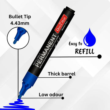 Refillable Permanent Marker Pen – Blue Ink, 10 Piece Combo - Nova Cart