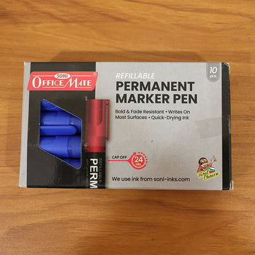 Refillable Permanent Marker Pen – Blue Ink, 10 Piece Combo - Nova Cart