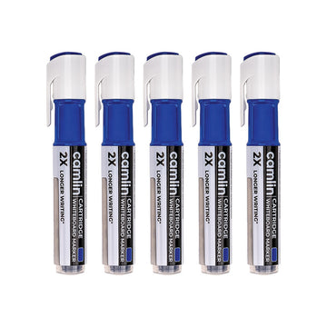 Camlin Cartridge Whiteboard Marker – Blue Refillable Long-Lasting Markers (5 Pc) - Nova Cart