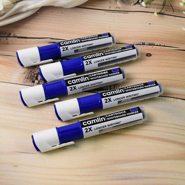 Camlin Cartridge Whiteboard Marker – Blue Refillable Long-Lasting Markers (5 Pc) - Nova Cart