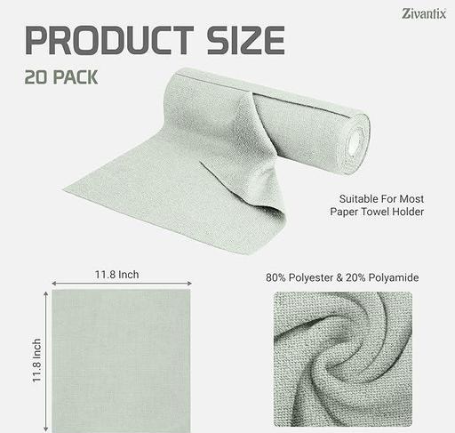  Microfiber Cleaning Cloth Roll 25x25CM – Reusable Tear-Away Towels Washable Super Absorbent Lint Free Cleaning Rags for Kitchen, Car, Garage and Home (Multicolor, 20 Pack) (1) - Zeyoria