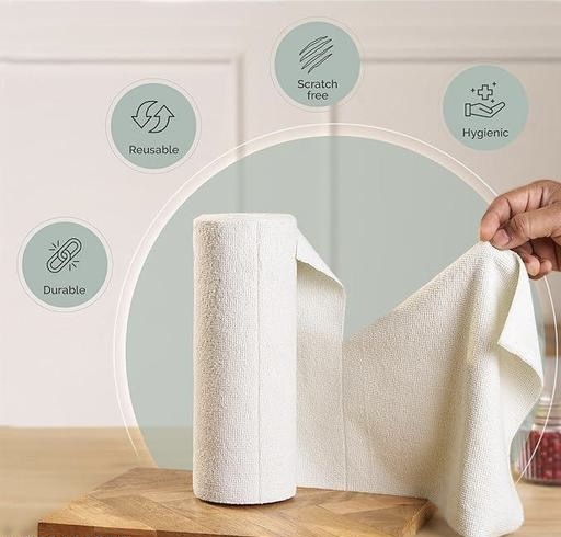  Microfiber Cleaning Cloth Roll 25x25CM – Reusable Tear-Away Towels Washable Super Absorbent Lint Free Cleaning Rags for Kitchen, Car, Garage and Home (Multicolor, 20 Pack) (1) - Zeyoria