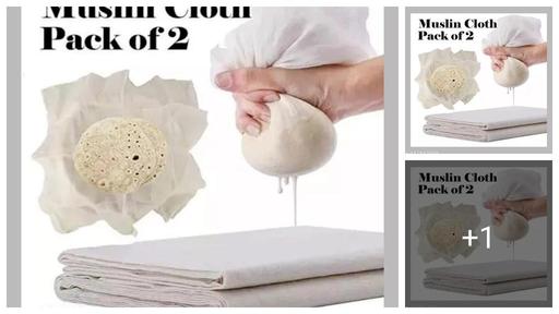 MARK_S (18"*18" Inch/Pack Of 2 Pcs) Muslin Cheese Cloth with Muslin Soft Roti Cover, 100% Unbleached Cotton Fabric Cloth: Making Paneer, Jalebi, Roti Cover,Like Big Handkerchiefs, XXL King Size.