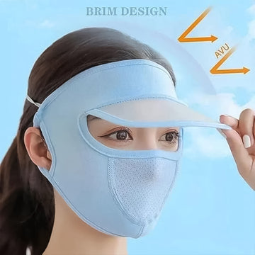 Women’s Full Face UV Protection Cap with Built-in Mask & Wide Brim Visor (1 Pc) - Kpyard 