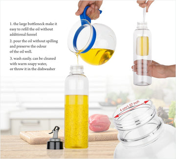 1L Oil Dispenser with Lid & Drip-Free Spout (Plastic) - Kpyard 