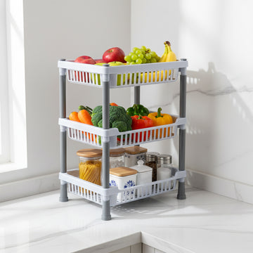 3-Layer Multipurpose Kitchen Storage Basket Rack - Kpyard 