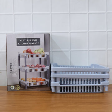 3-Layer Multipurpose Kitchen Storage Basket Rack - Kpyard 
