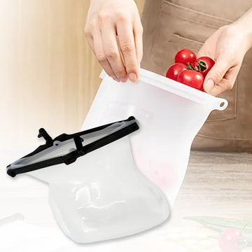 Silicone Food Bag – Leakproof, Flat Bottom, BPA-Free, Microwave & Dishwasher Safe - Kpyard 