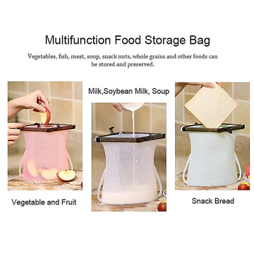 Silicone Food Bag – Leakproof, Flat Bottom, BPA-Free, Microwave & Dishwasher Safe - Kpyard 