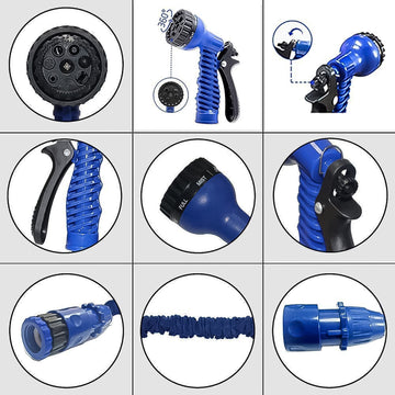 Expandable Magic Garden Hose with Spray Gun, Approx 4 Metre Pipe (1 Set / Mix Color) - Kpyard 