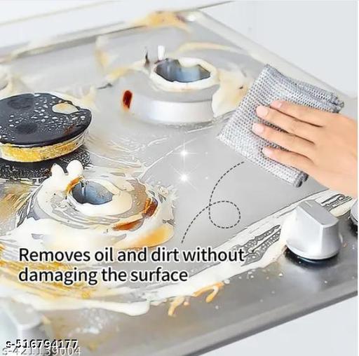 Non Scratch Dish Wash Cloth (Pack of 10), Steel Wire Dish Cloth, Wire Dishwashing Rags for Wet and Dry Stainless Steel Scrubber Non-Scratch Wire Dishcloth for Washing Dishes Sinks Counters - LASH