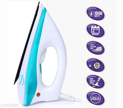 ১০০০ ওয়াটের ড্রাই আয়রন আমেরিকান হেরিটেজ নন-স্টিক সোল প্লেট সহ l নিরাপত্তা-সজ্জিত বৈদ্যুতিক আয়রন প্রেস দ্রুত, সমান তাপের সাথে l ২ বছরের প্রস্তুতকারক ওয়ারেন্টি - Lumae