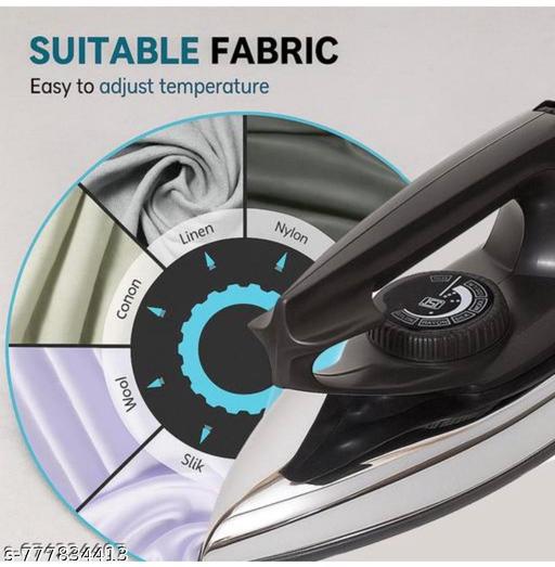 750 Watt Dry Iron With American Heritage  Non - Stick Sole Plate l Safety - Packed Electric Iron Press with Quick , Uniform Heating l 2 Years Manufacture Warranty  - Lumae